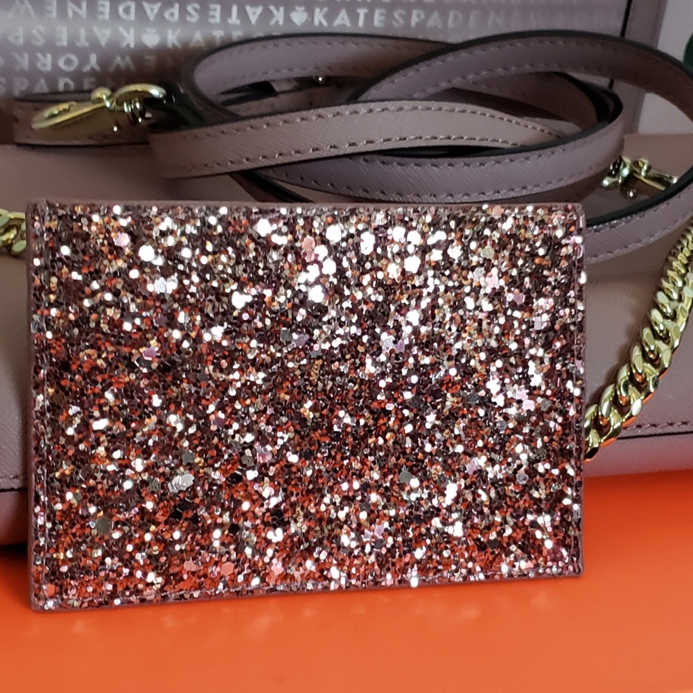 Kate Spade glitter leather cardholder